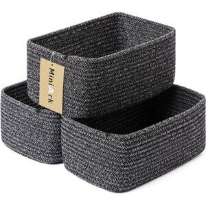 Woven Rope Storage Baskets Set Closet Organizer Bins Small Cube Bins 3 Pack